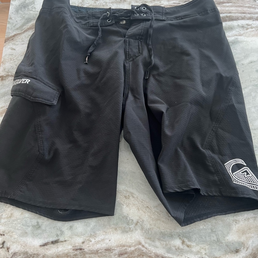 Quiksilver Black Board Shorts Water-Resistant Athletic
